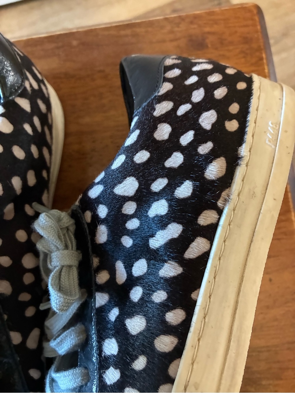 P448 John Spotted Calf Hair Leather Sneakers EU 37 Animal Print made in Italy - Picture 4 of 9